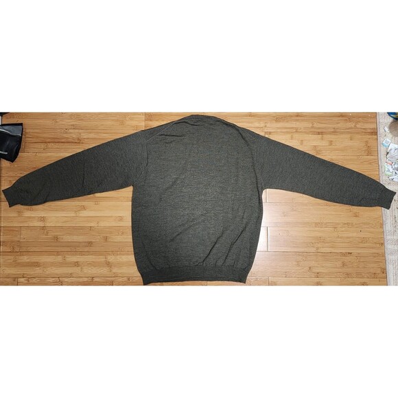 Neiman Marcus Sweater Men’s Size Medium Olive Green 100% Merino Wool V-Neck Knit - Picture 8 of 13
